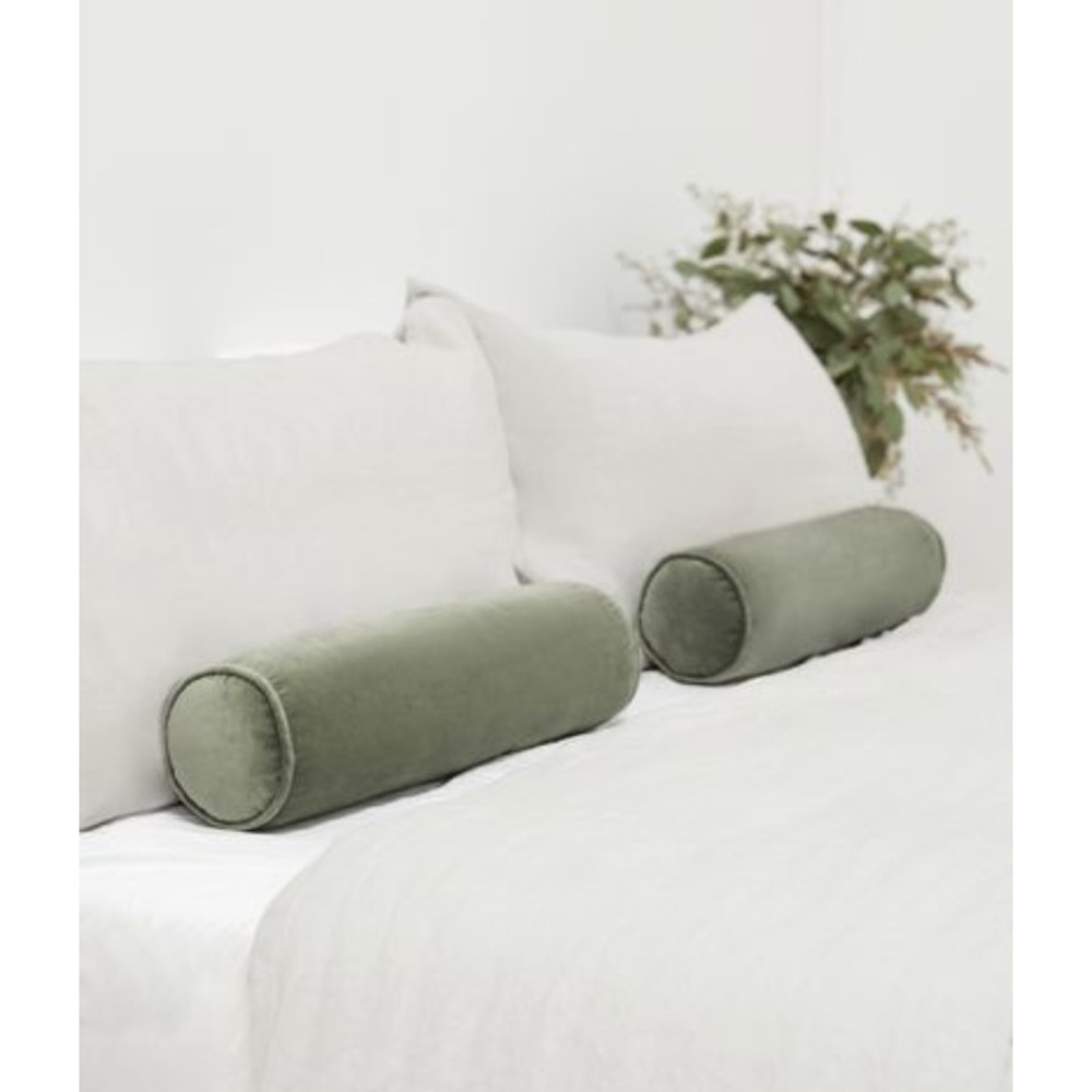 Lulu & Georgia VELVET BOLSTER PILLOW, MOSS